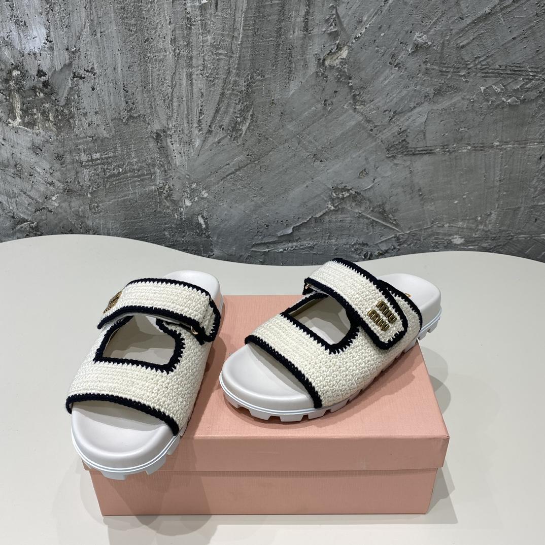 Miu Miu Crochet Knit Slides - DopestKickz