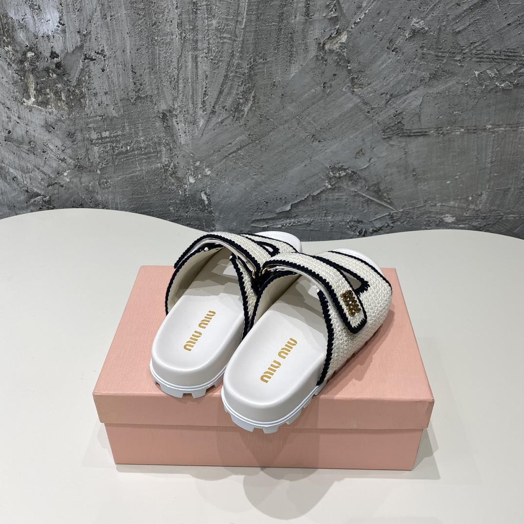 Miu Miu Crochet Knit Slides - DopestKickz