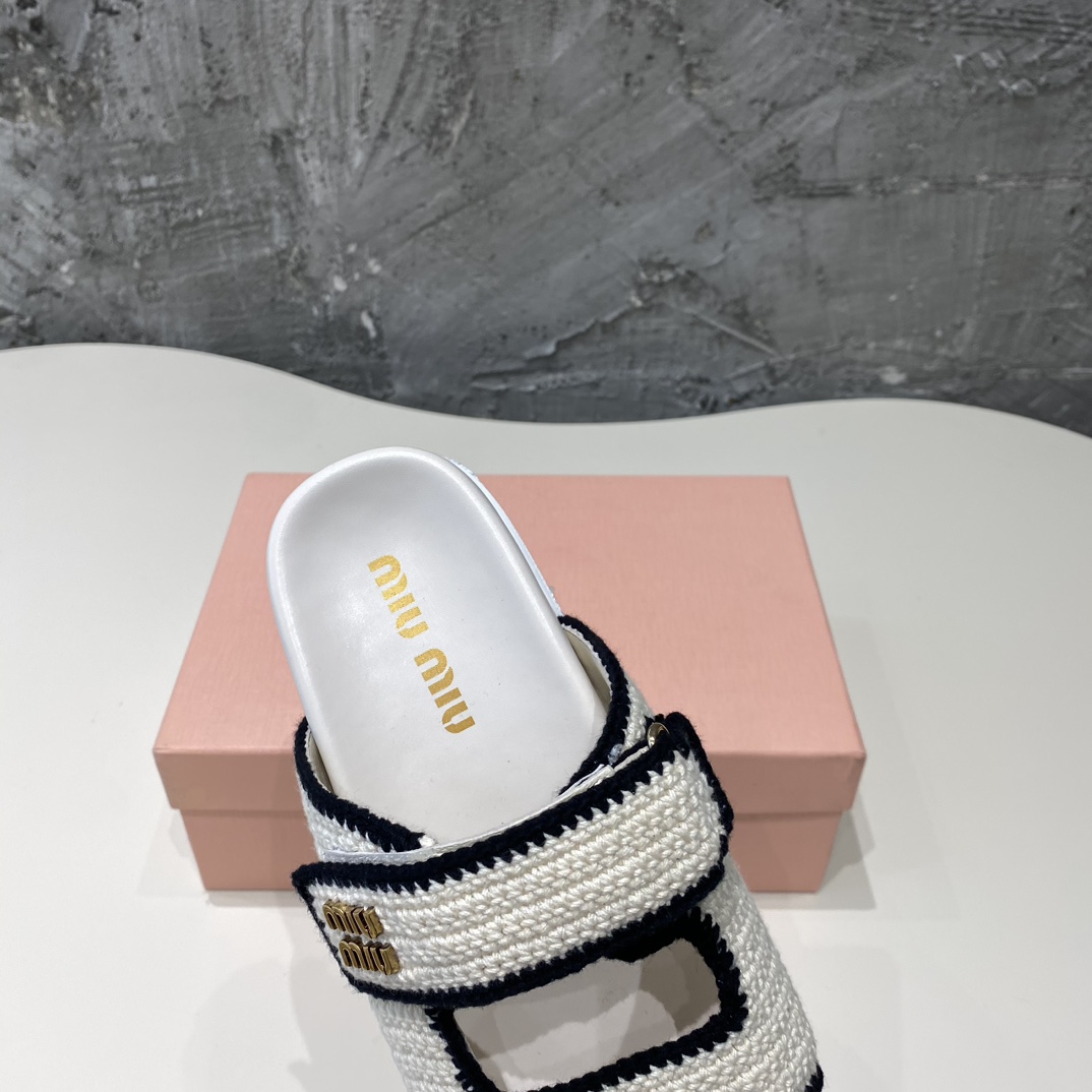 Miu Miu Crochet Knit Slides - DopestKickz