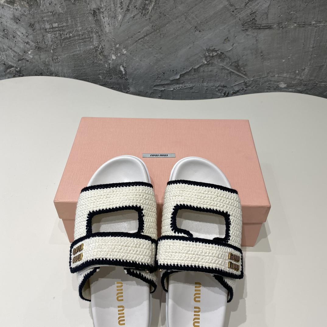 Miu Miu Crochet Knit Slides - DopestKickz