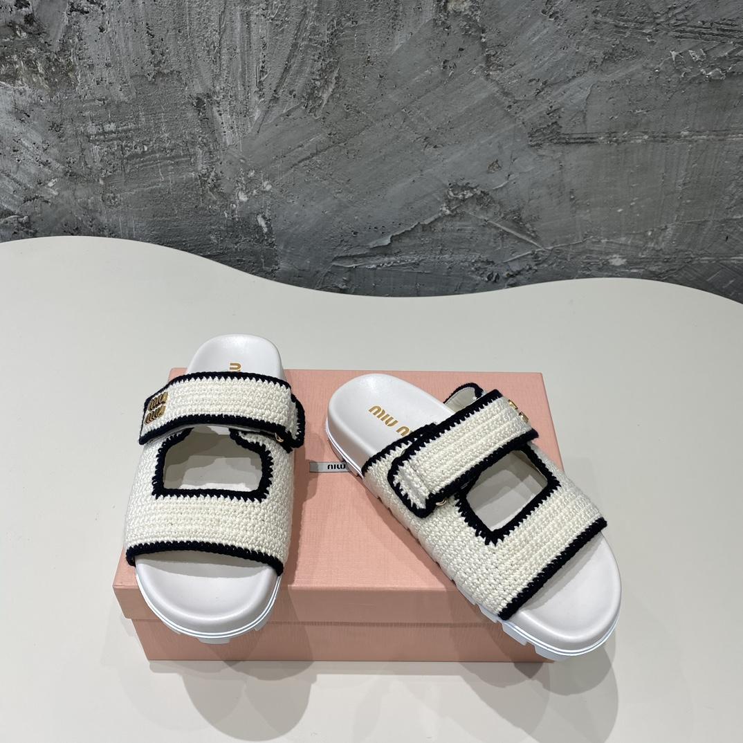 Miu Miu Crochet Knit Slides - DopestKickz
