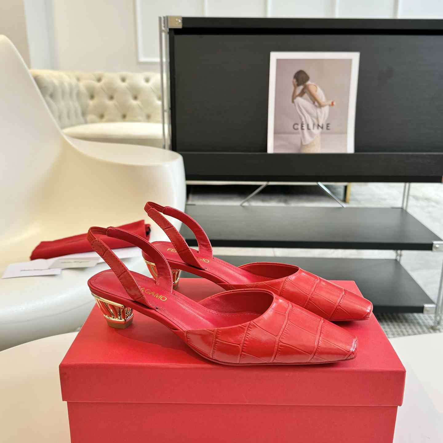 Ferragamo Women's Red "Alyssa" Slingbacks - DopestKickz