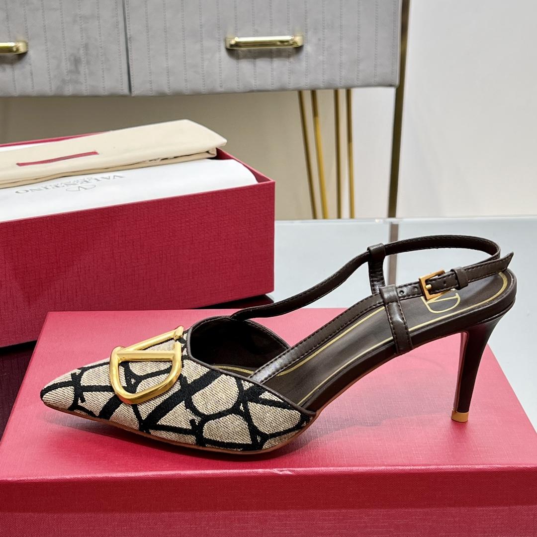 Valenti VLogo Signature Slingback Pump In Toile Iconographe 80mm - DopestKickz