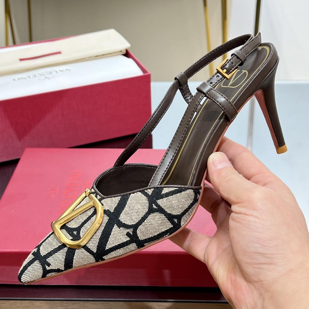 Valenti VLogo Signature Slingback Pump In Toile Iconographe 80mm - DopestKickz