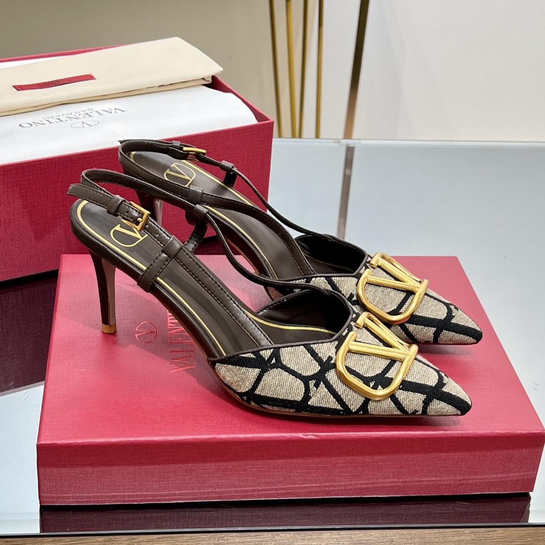 Valenti VLogo Signature Slingback Pump In Toile Iconographe 80mm - DopestKickz