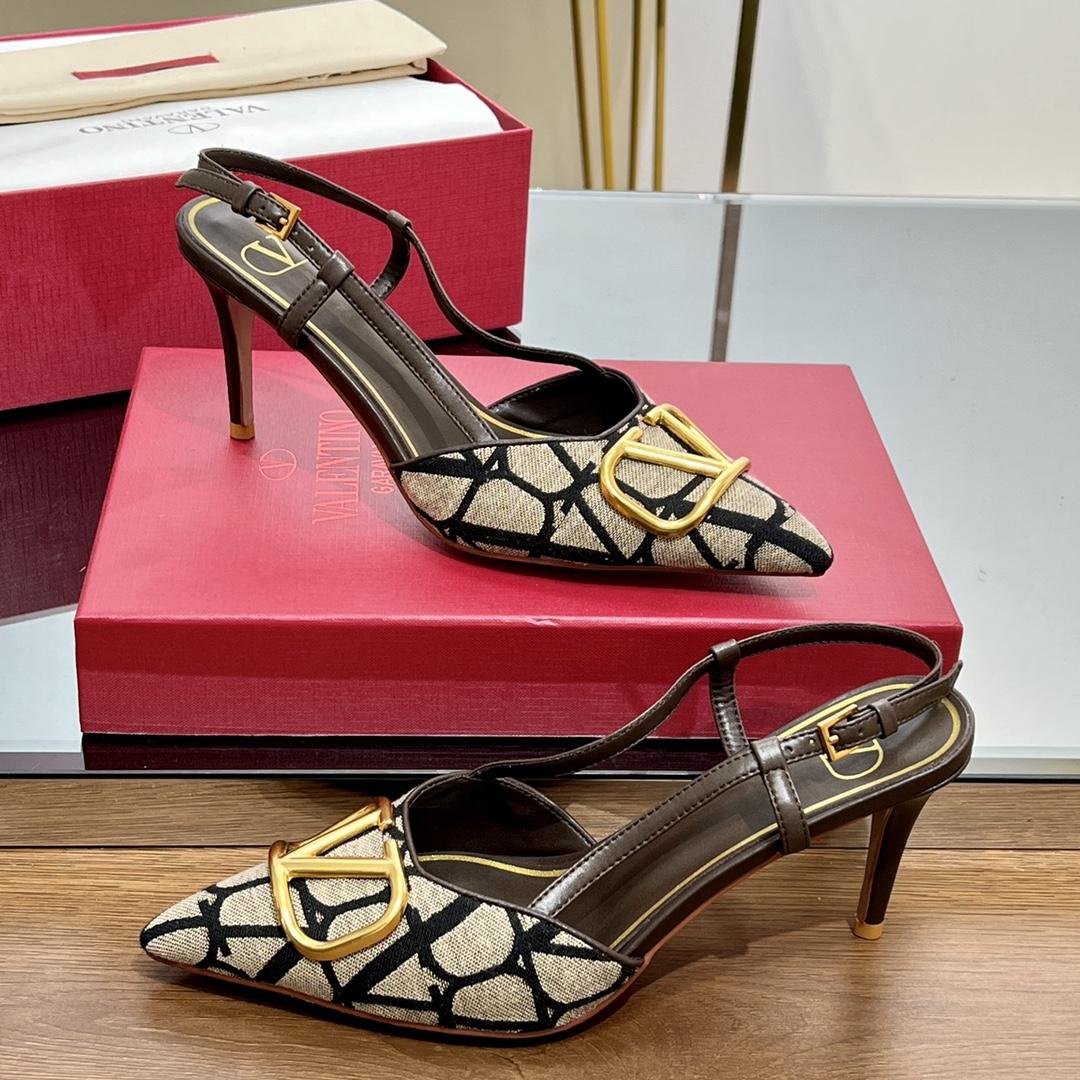 Valenti VLogo Signature Slingback Pump In Toile Iconographe 80mm - DopestKickz