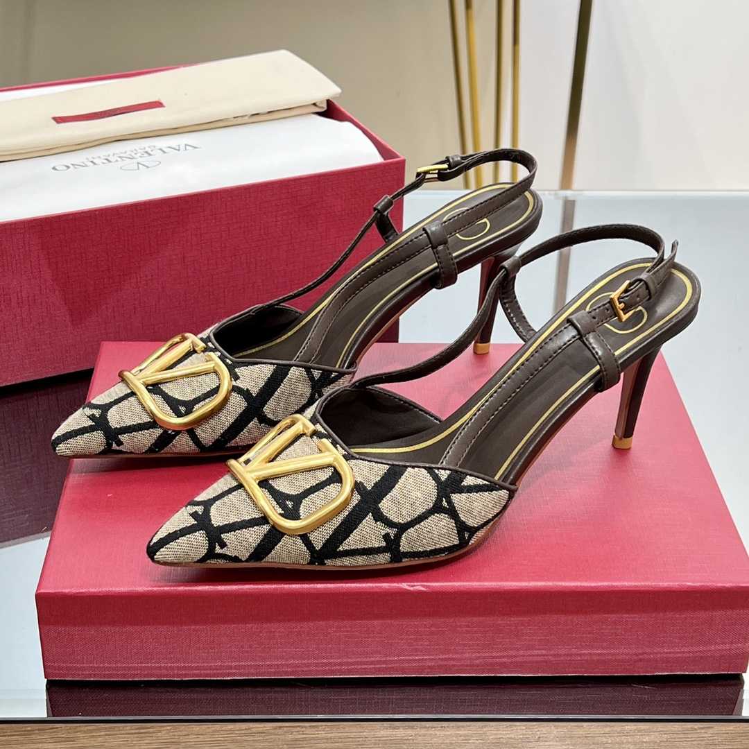 Valenti VLogo Signature Slingback Pump In Toile Iconographe 80mm - DopestKickz