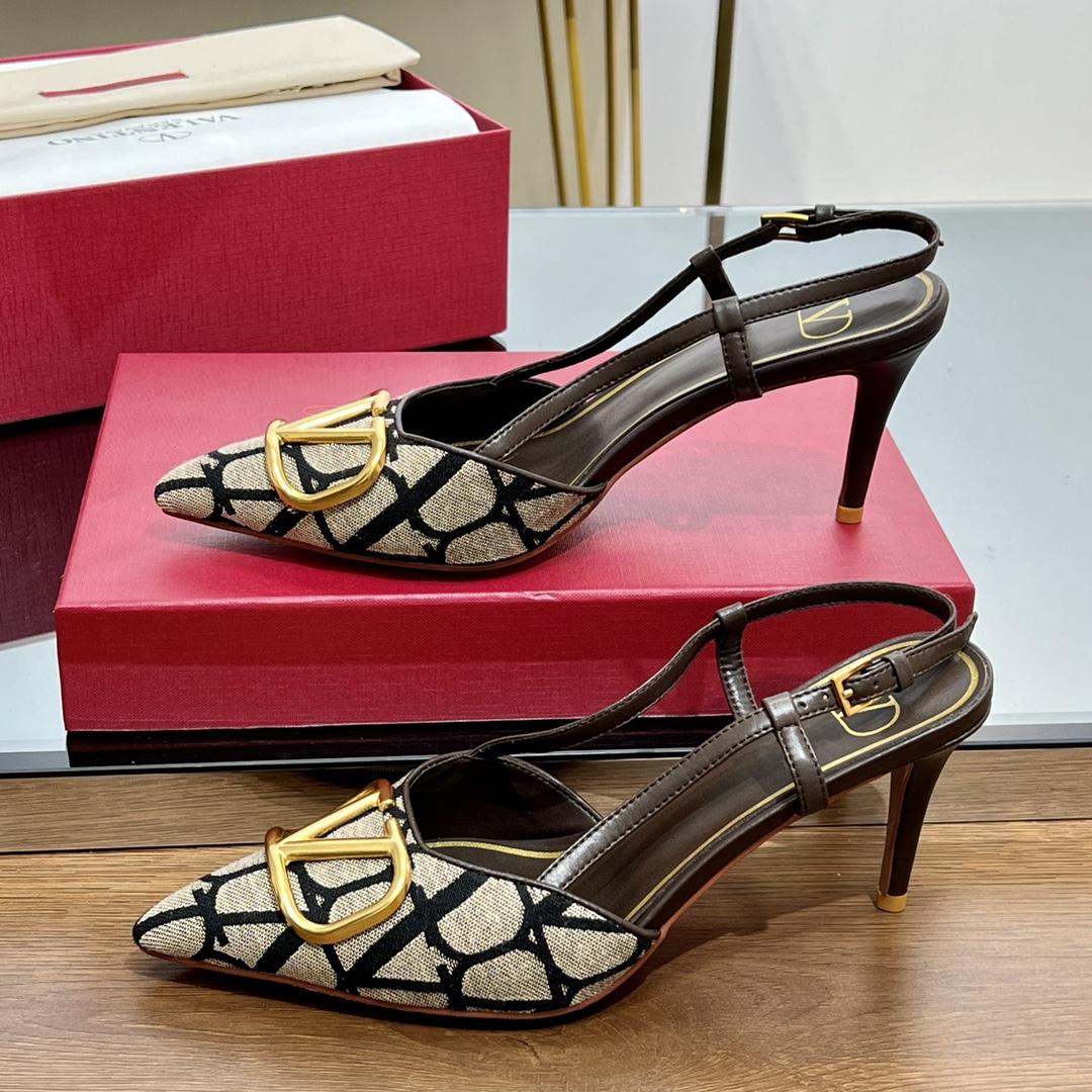 Valenti VLogo Signature Slingback Pump In Toile Iconographe 80mm - DopestKickz
