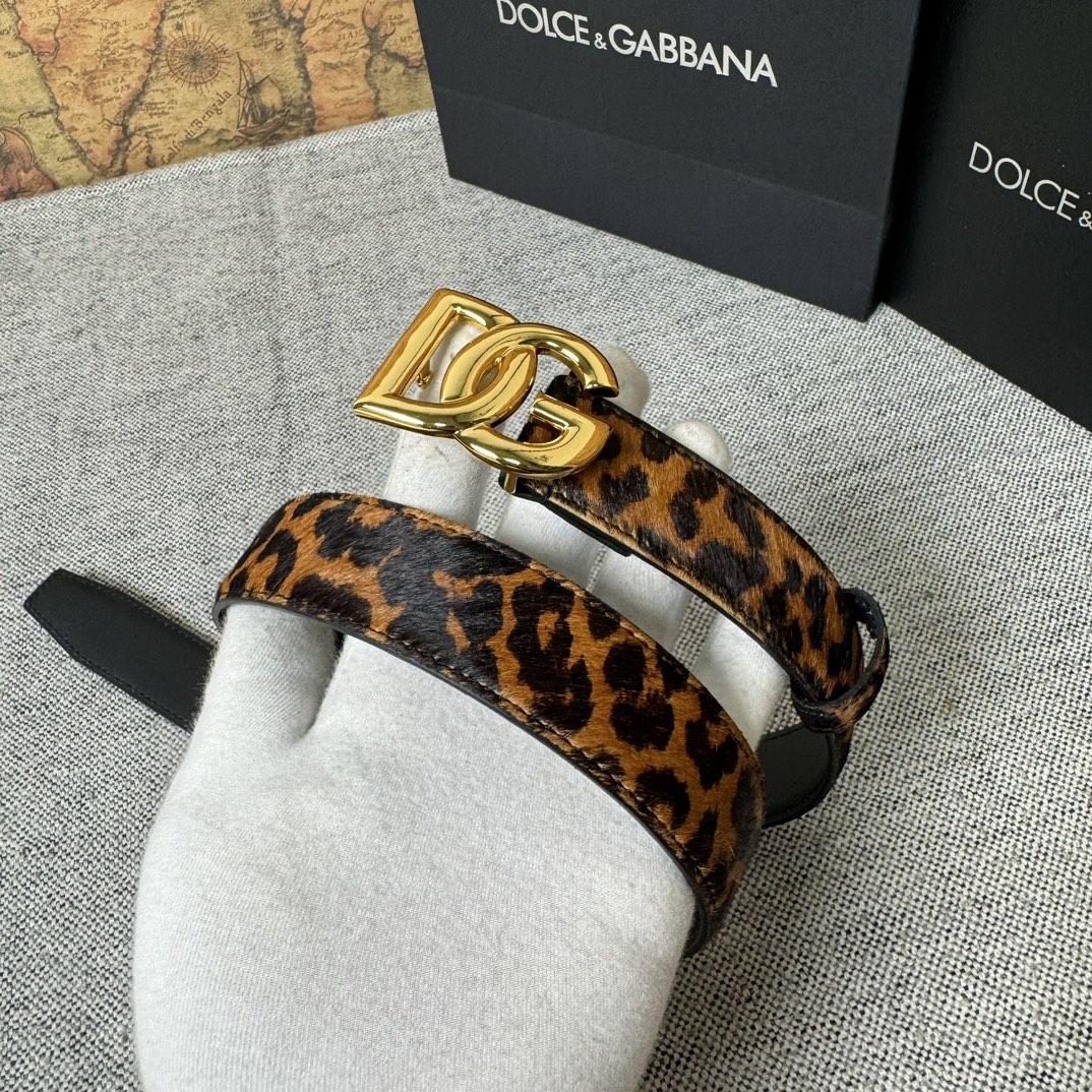 Dolce & Gabbana KiM Dolce & Gabbana Leopard-print Glossy Calfskin Belt With DG Logo - DopestKickz