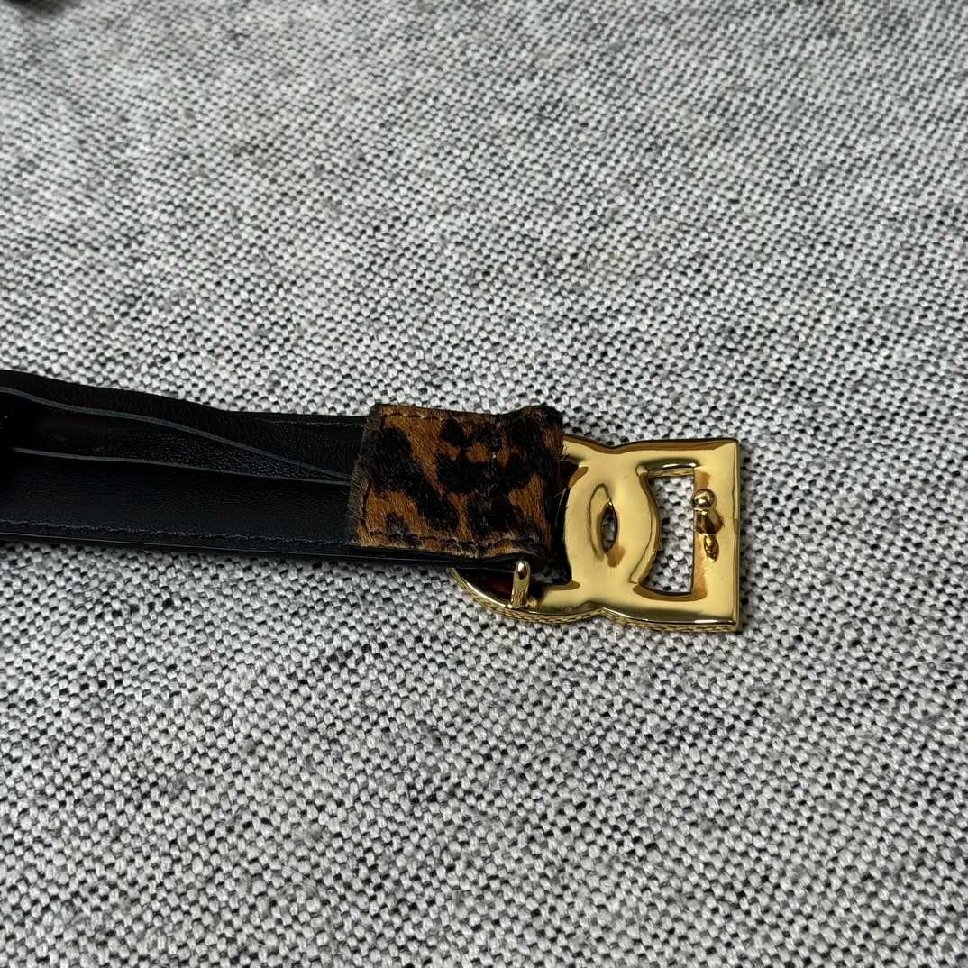 Dolce & Gabbana KiM Dolce & Gabbana Leopard-print Glossy Calfskin Belt With DG Logo - DopestKickz