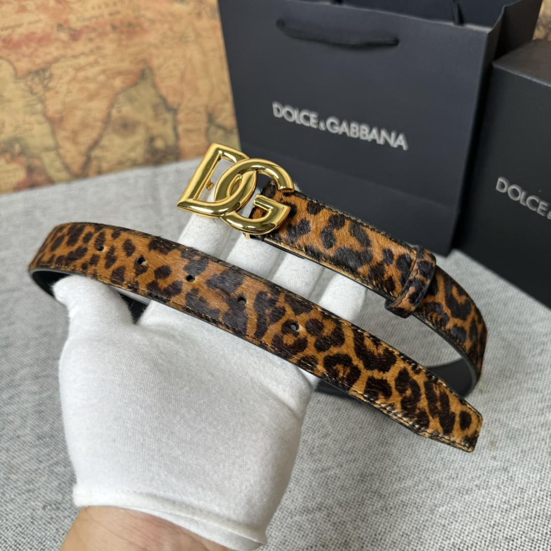 Dolce & Gabbana KiM Dolce & Gabbana Leopard-print Glossy Calfskin Belt With DG Logo - DopestKickz