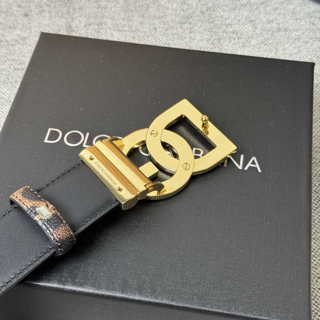 Dolce & Gabbana KiM Dolce & Gabbana Leopard-print Glossy Calfskin Belt With DG Logo - DopestKickz