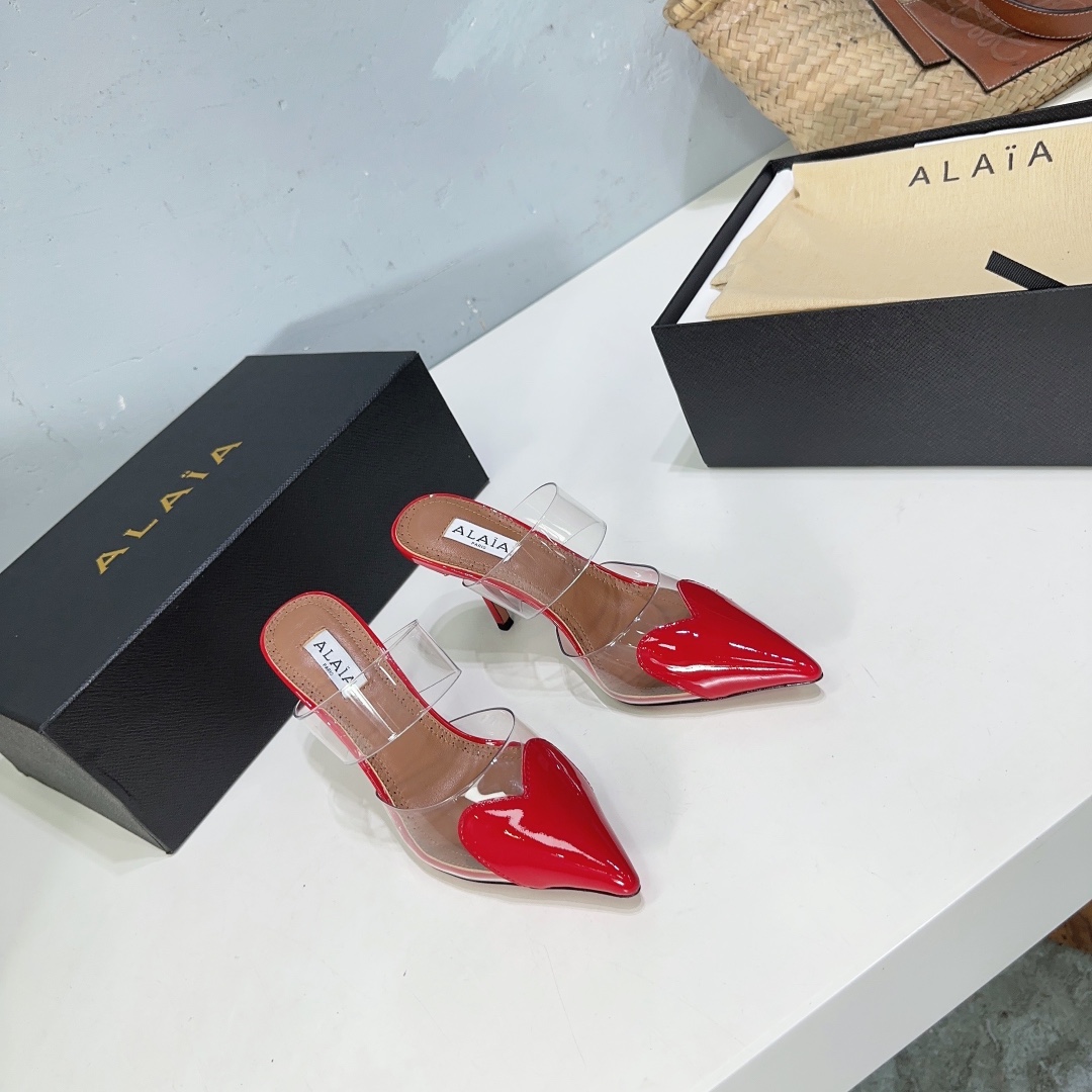 Alaïa Heart Mules in Red  - DopestKickz
