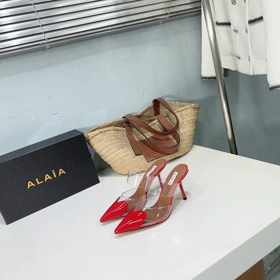 Alaïa Heart Mules in Red  - DopestKickz