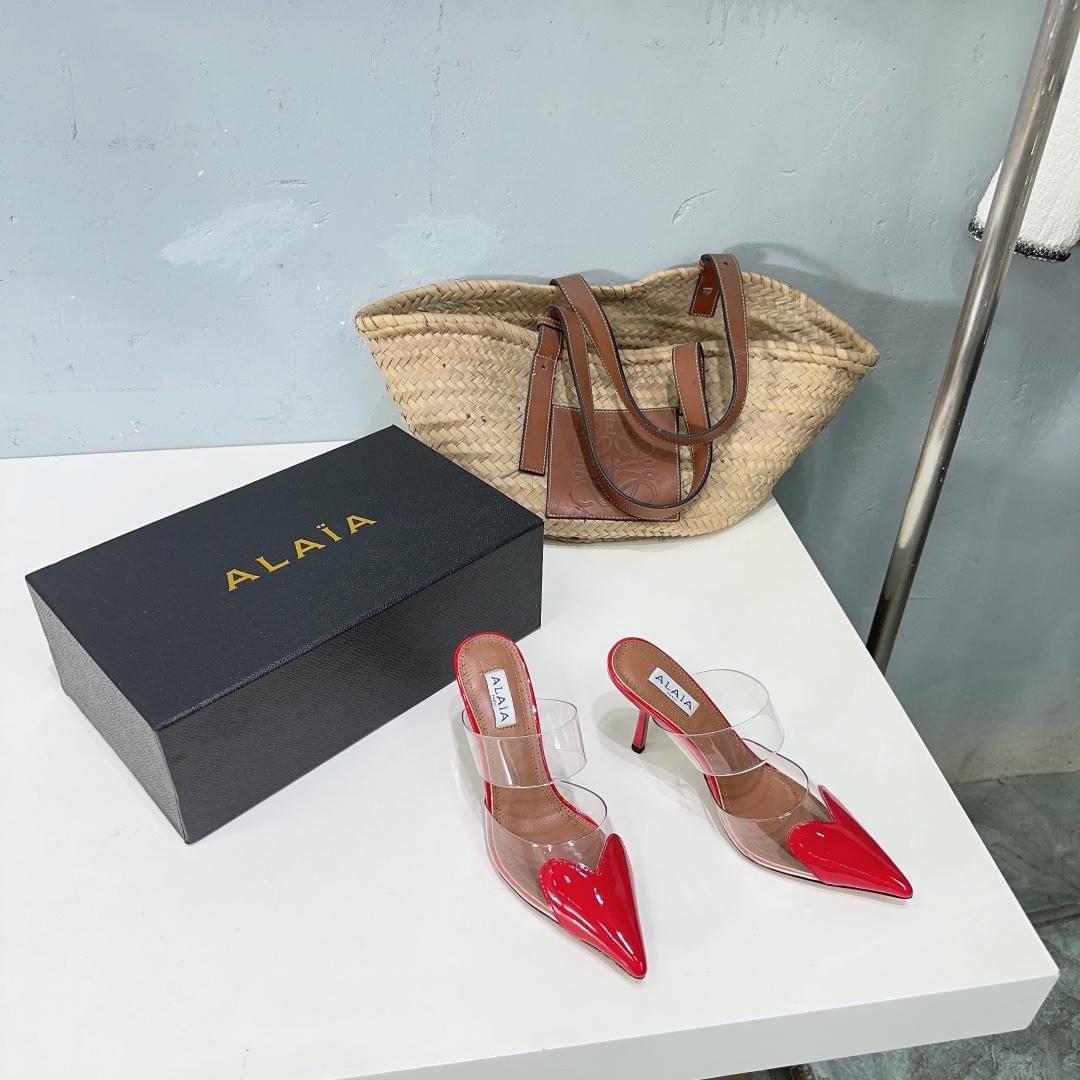 Alaïa Heart Mules in Red  - DopestKickz
