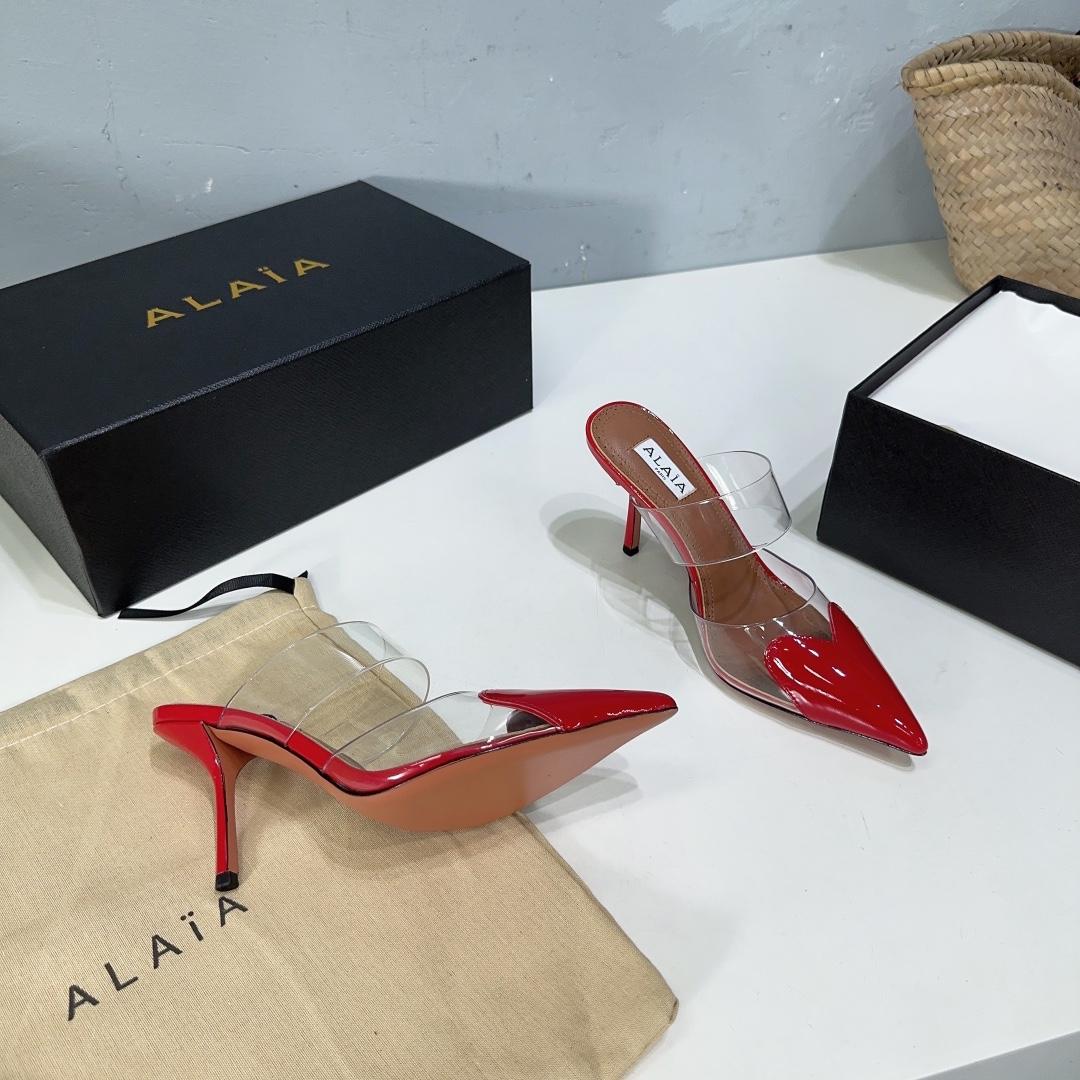 Alaïa Heart Mules in Red  - DopestKickz