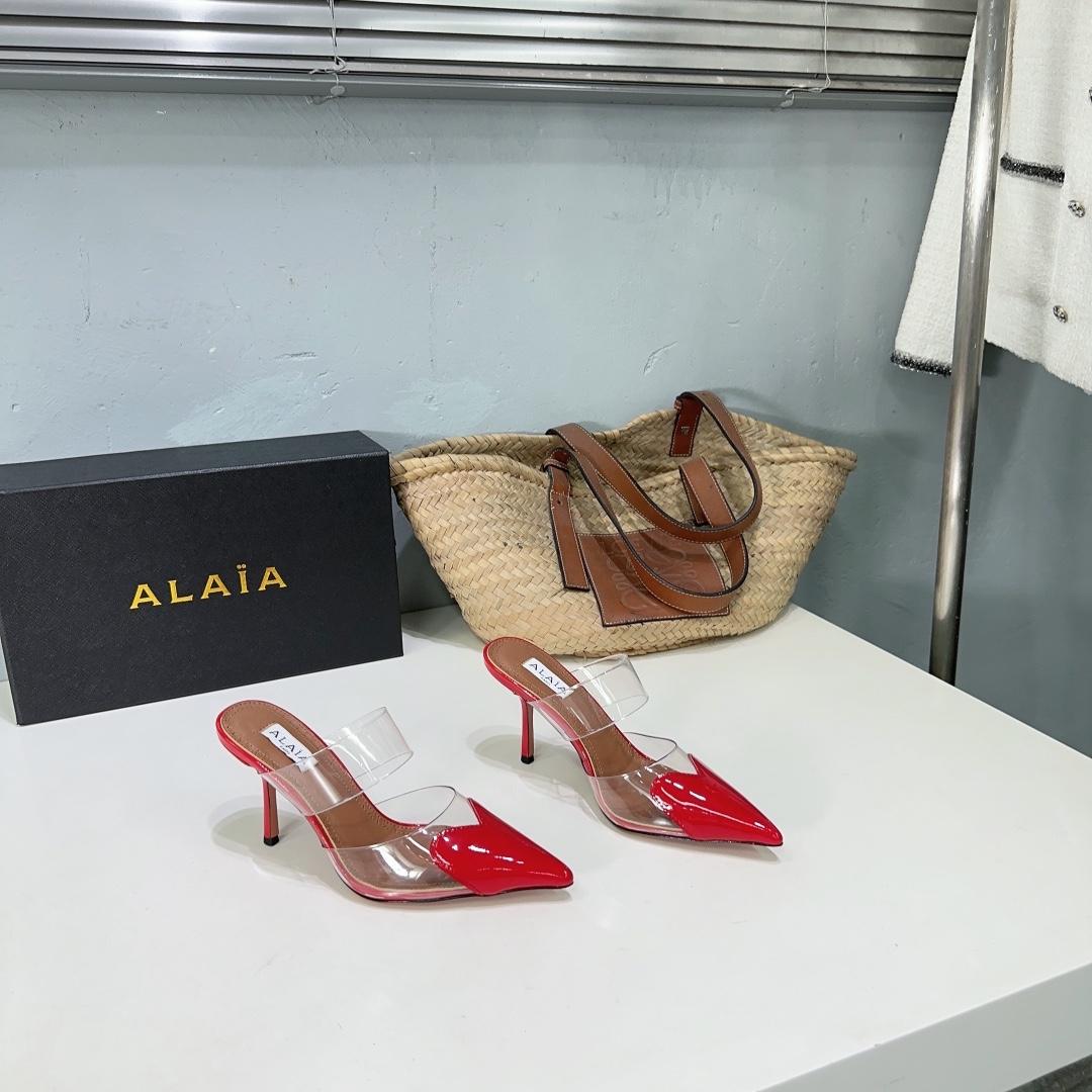 Alaïa Heart Mules in Red  - DopestKickz