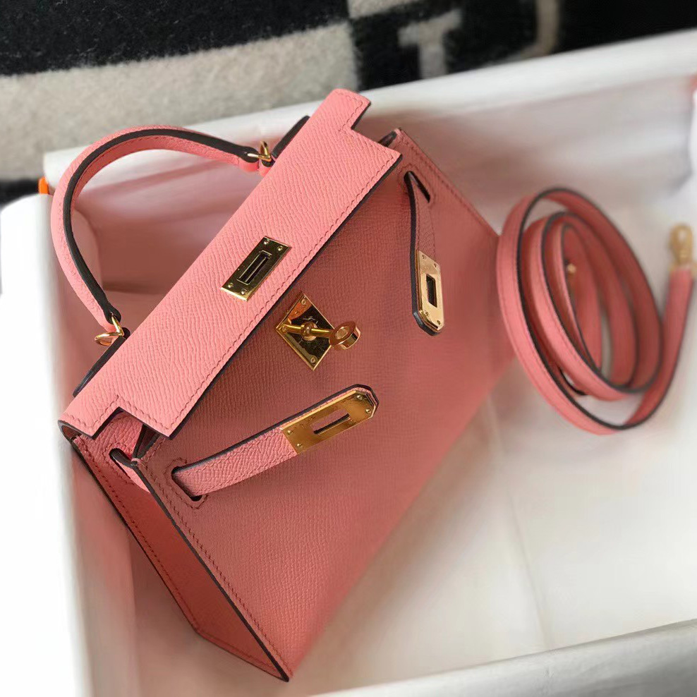 Hermes HM Kelly Mini 20 pink Epsom Gold Hardware （19-13-6.5cm） - DopestKickz