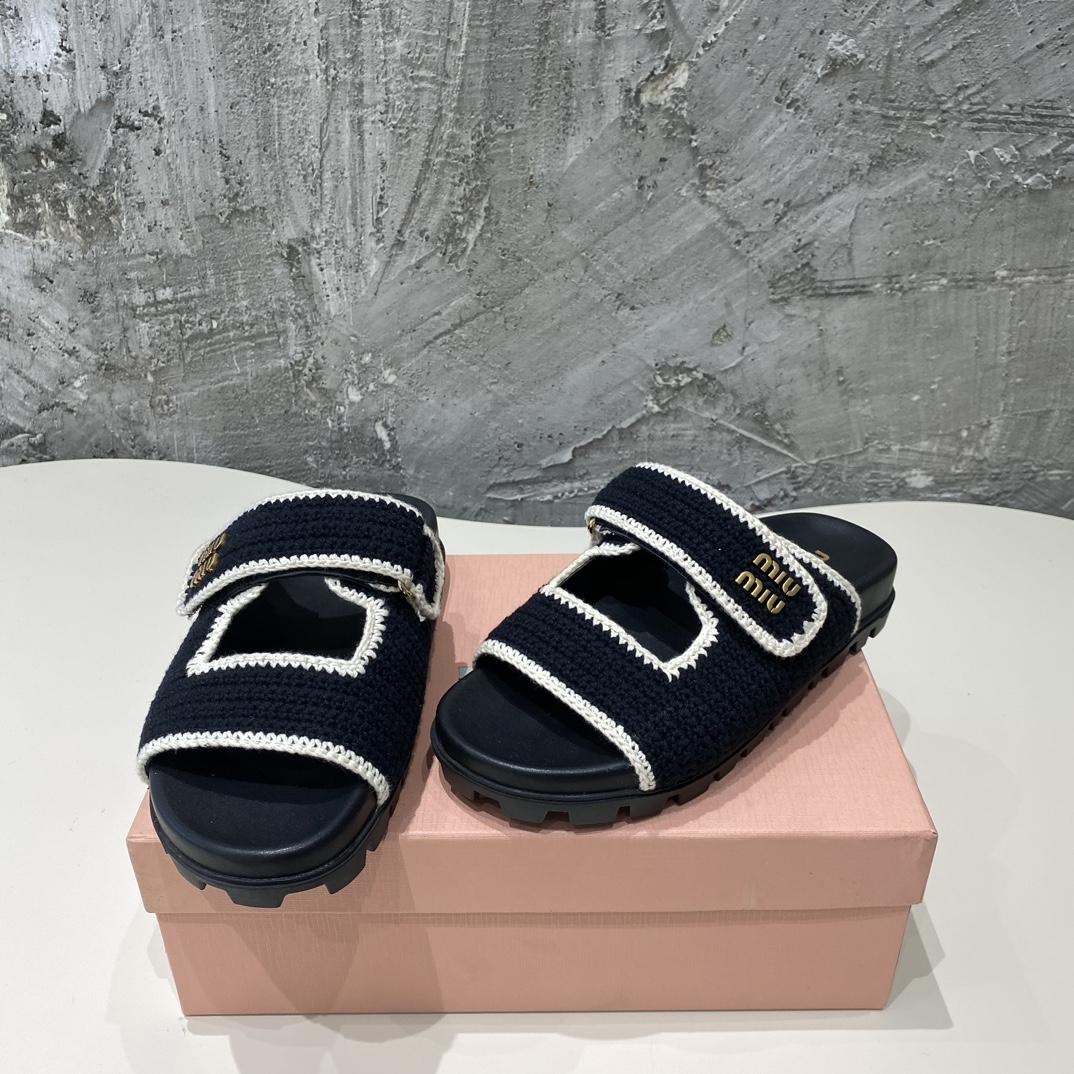 Miu Miu Crochet Knit Slides - DopestKickz