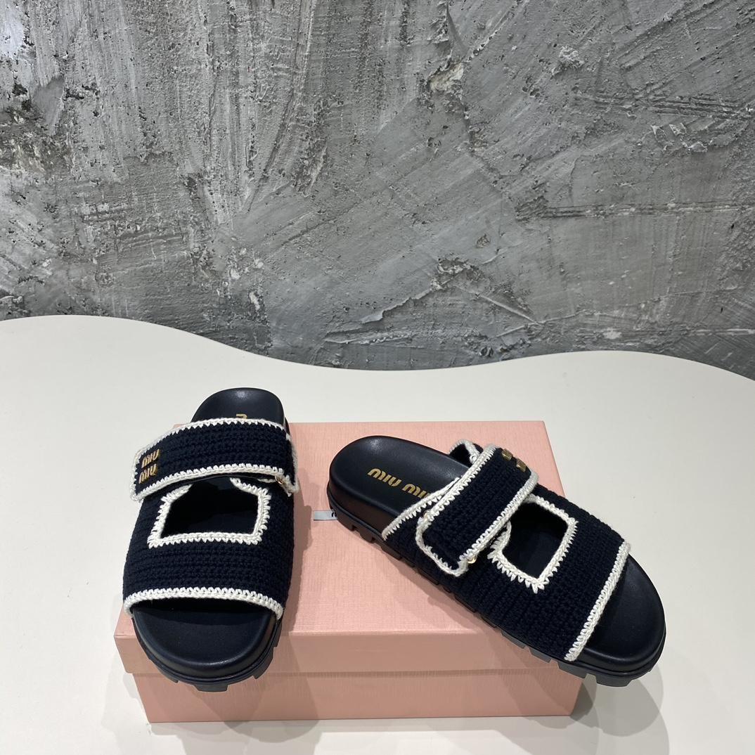 Miu Miu Crochet Knit Slides - DopestKickz