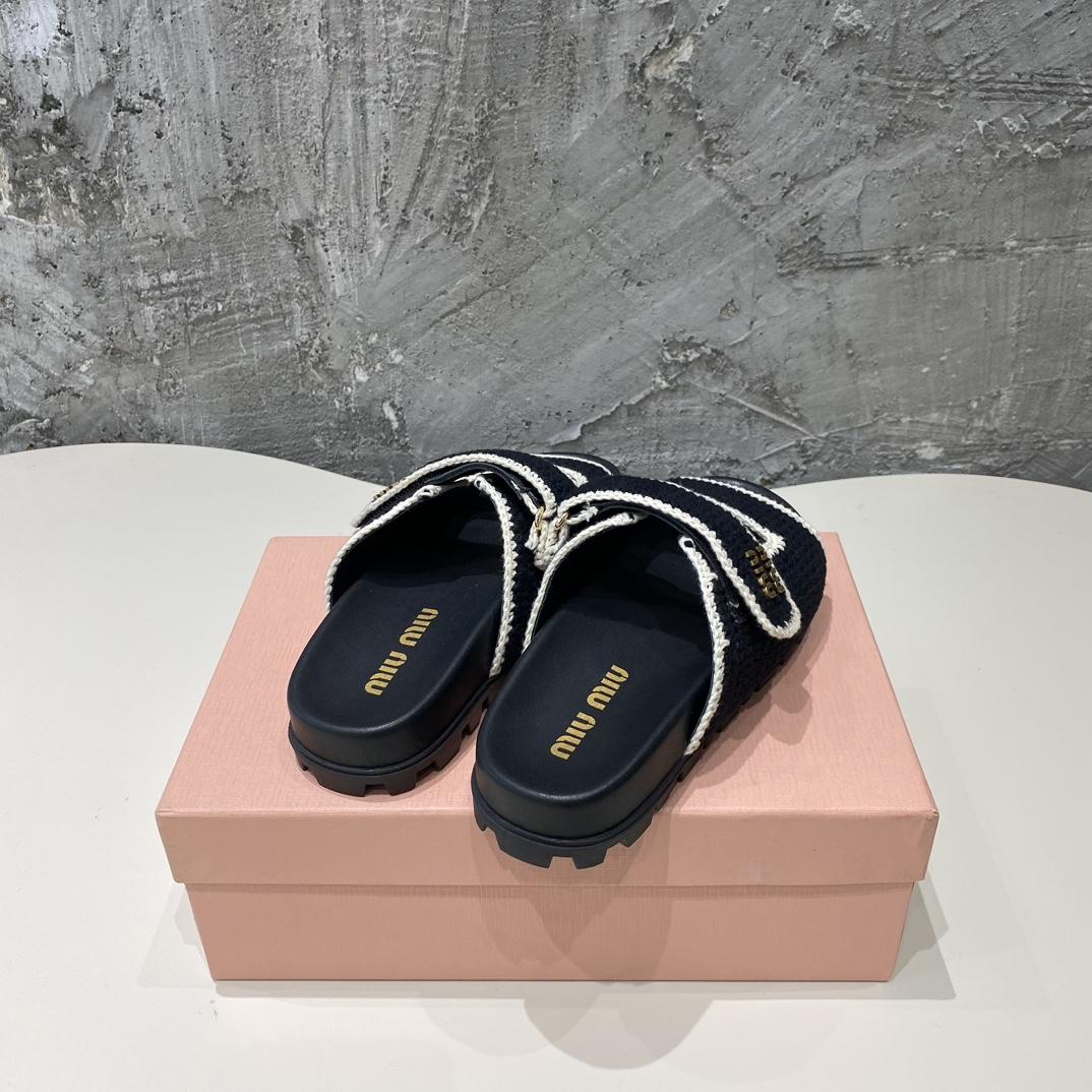 Miu Miu Crochet Knit Slides - DopestKickz