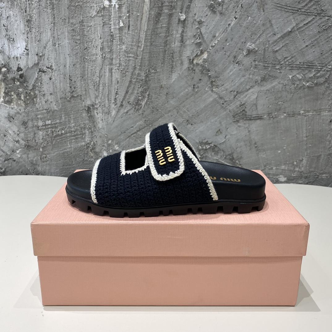 Miu Miu Crochet Knit Slides - DopestKickz