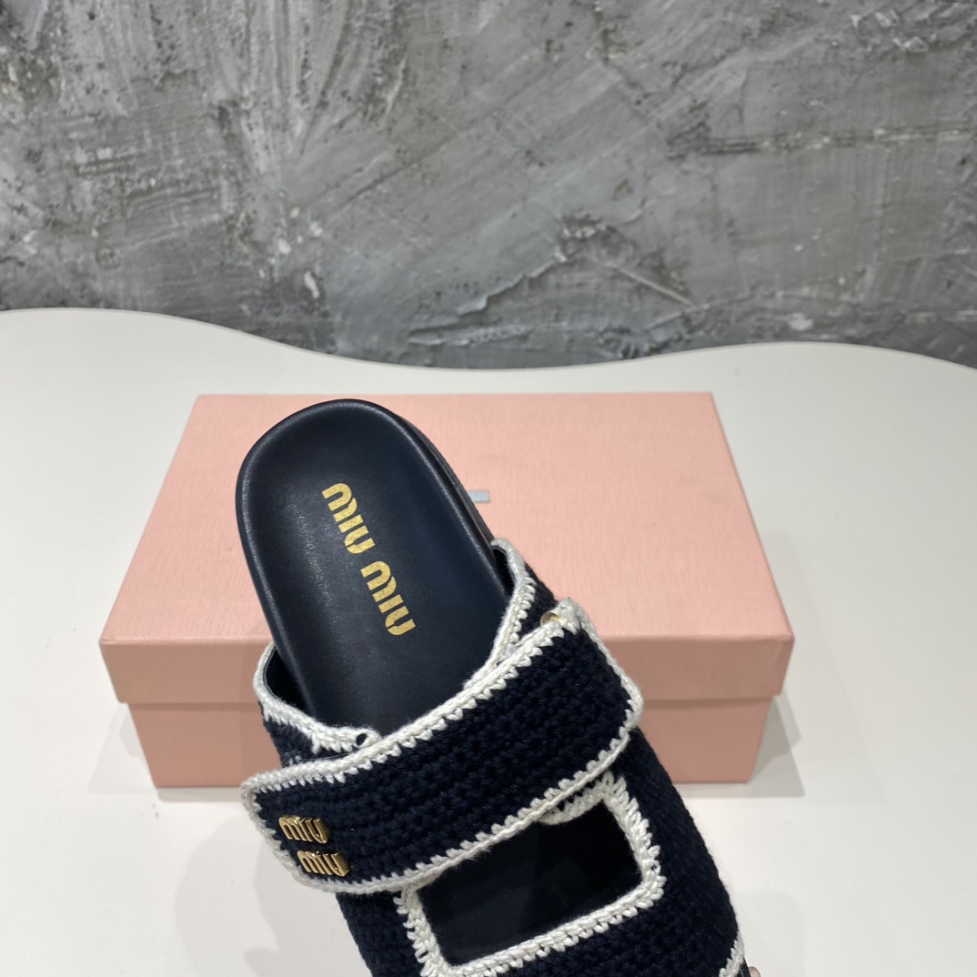 Miu Miu Crochet Knit Slides - DopestKickz