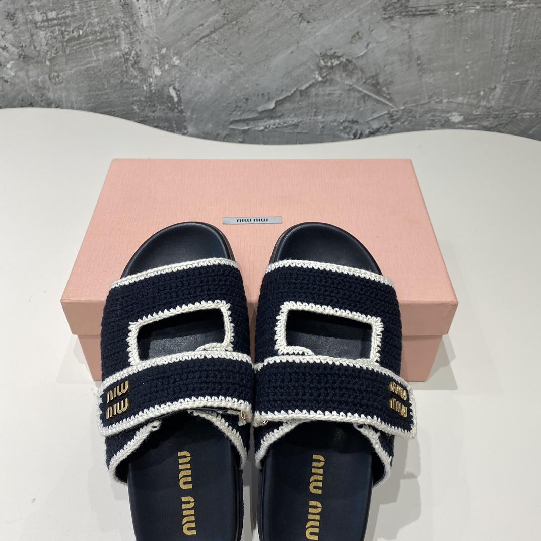 Miu Miu Crochet Knit Slides - DopestKickz