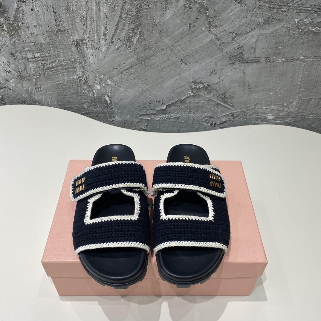 Miu Miu Crochet Knit Slides - DopestKickz