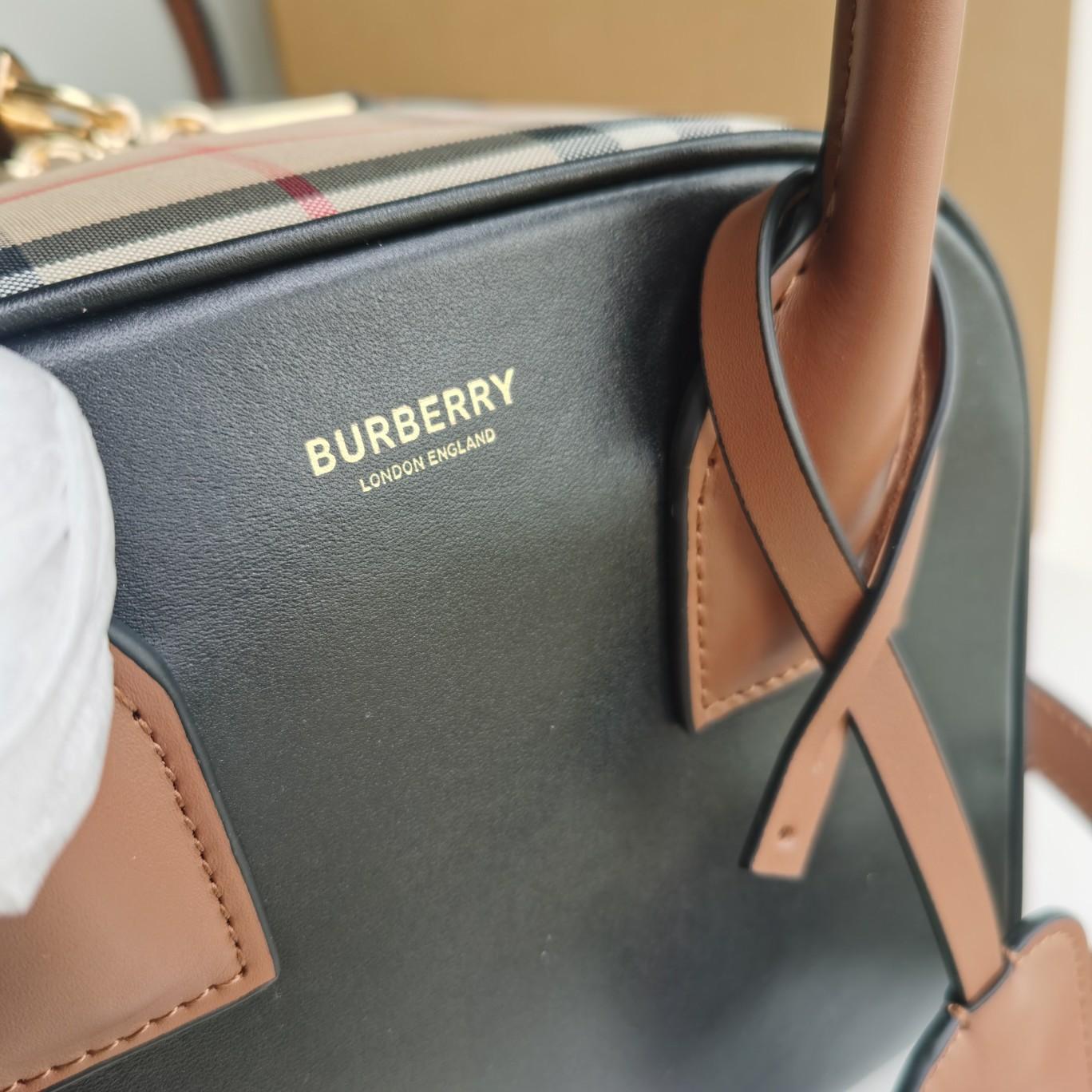 Burberry Cube Bag Leather With Vintage Check   W34 x H21 x D19cm - DopestKickz