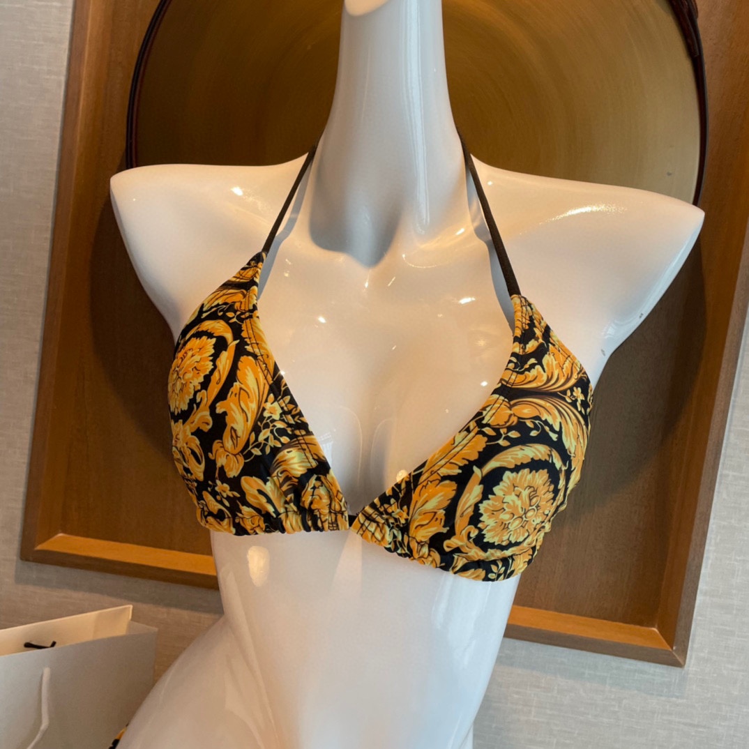 Versace Baroque-print Triangle Bikini  - DopestKickz