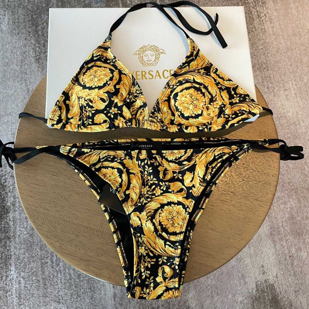 Versace Baroque-print Triangle Bikini  - DopestKickz
