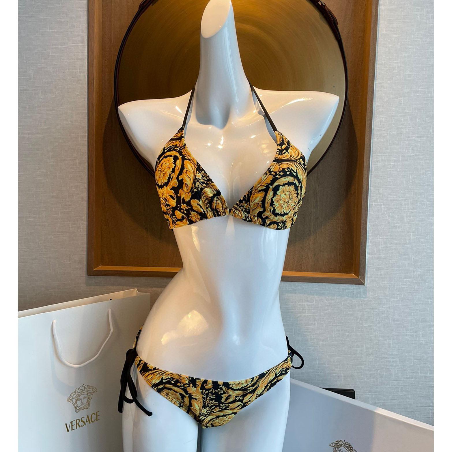 Versace Baroque-print Triangle Bikini  - DopestKickz