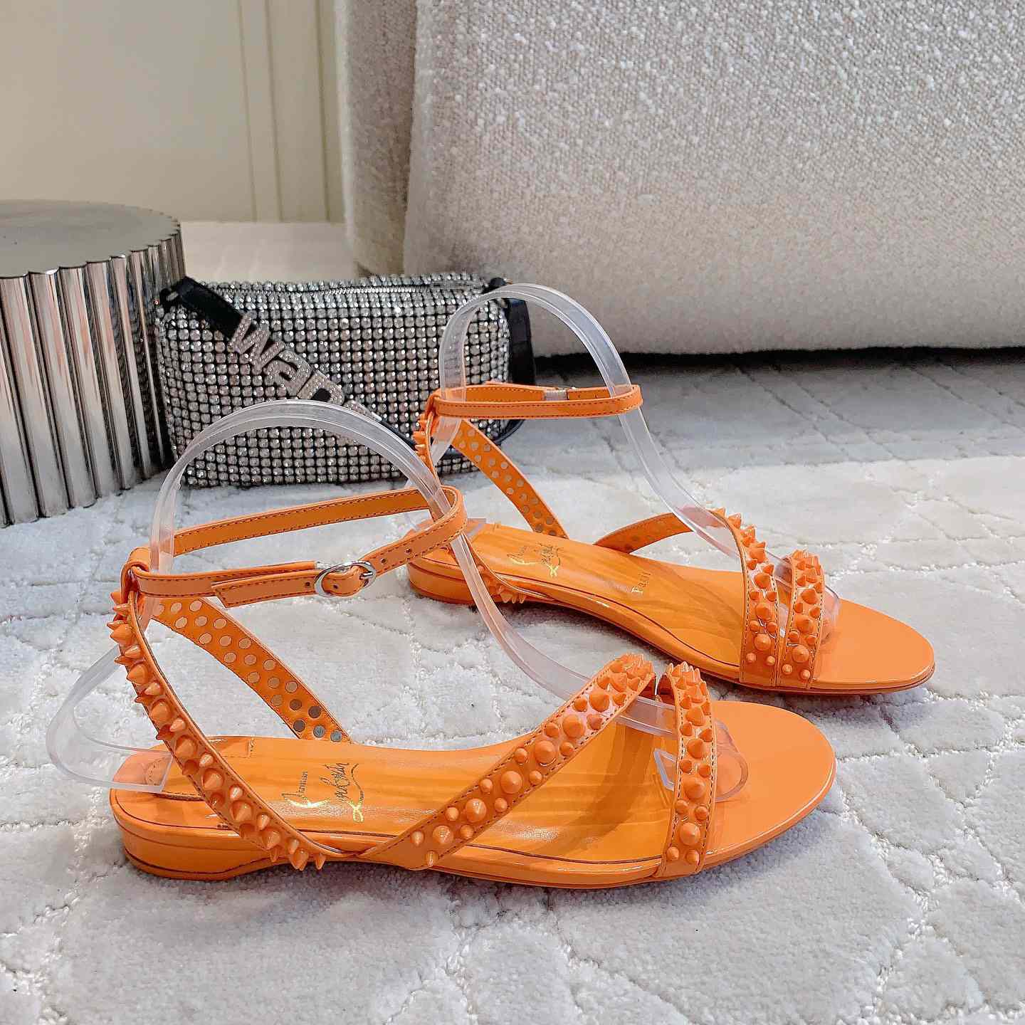 Christian Louboutin Mafaldina Spikes Leather Sandals - DopestKickz