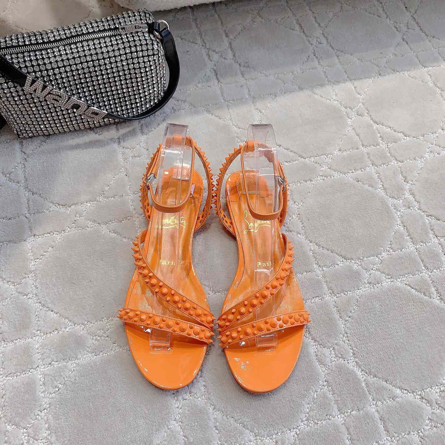 Christian Louboutin Mafaldina Spikes Leather Sandals - DopestKickz