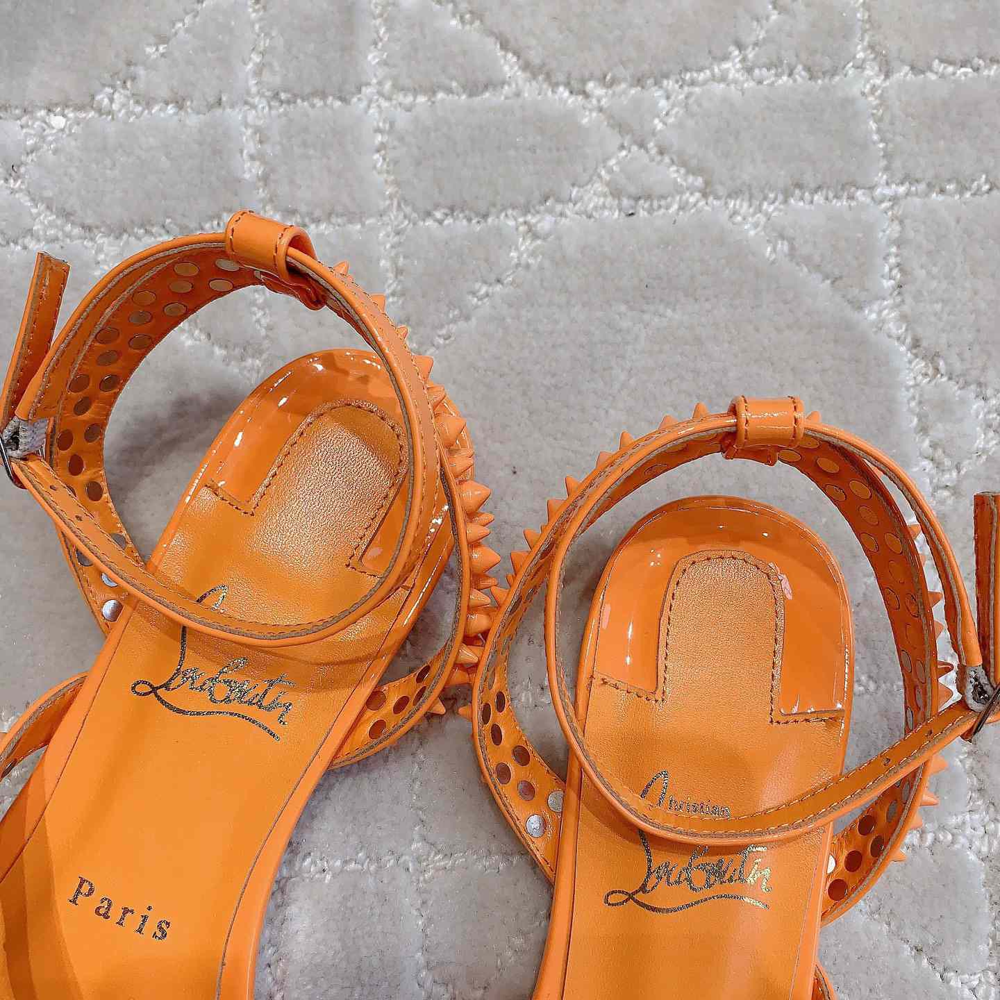 Christian Louboutin Mafaldina Spikes Leather Sandals - DopestKickz