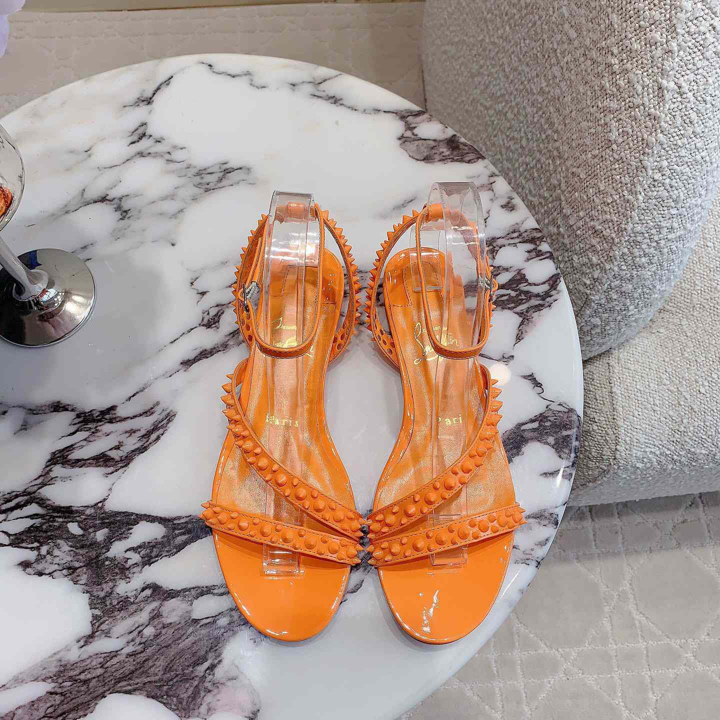 Christian Louboutin Mafaldina Spikes Leather Sandals - DopestKickz