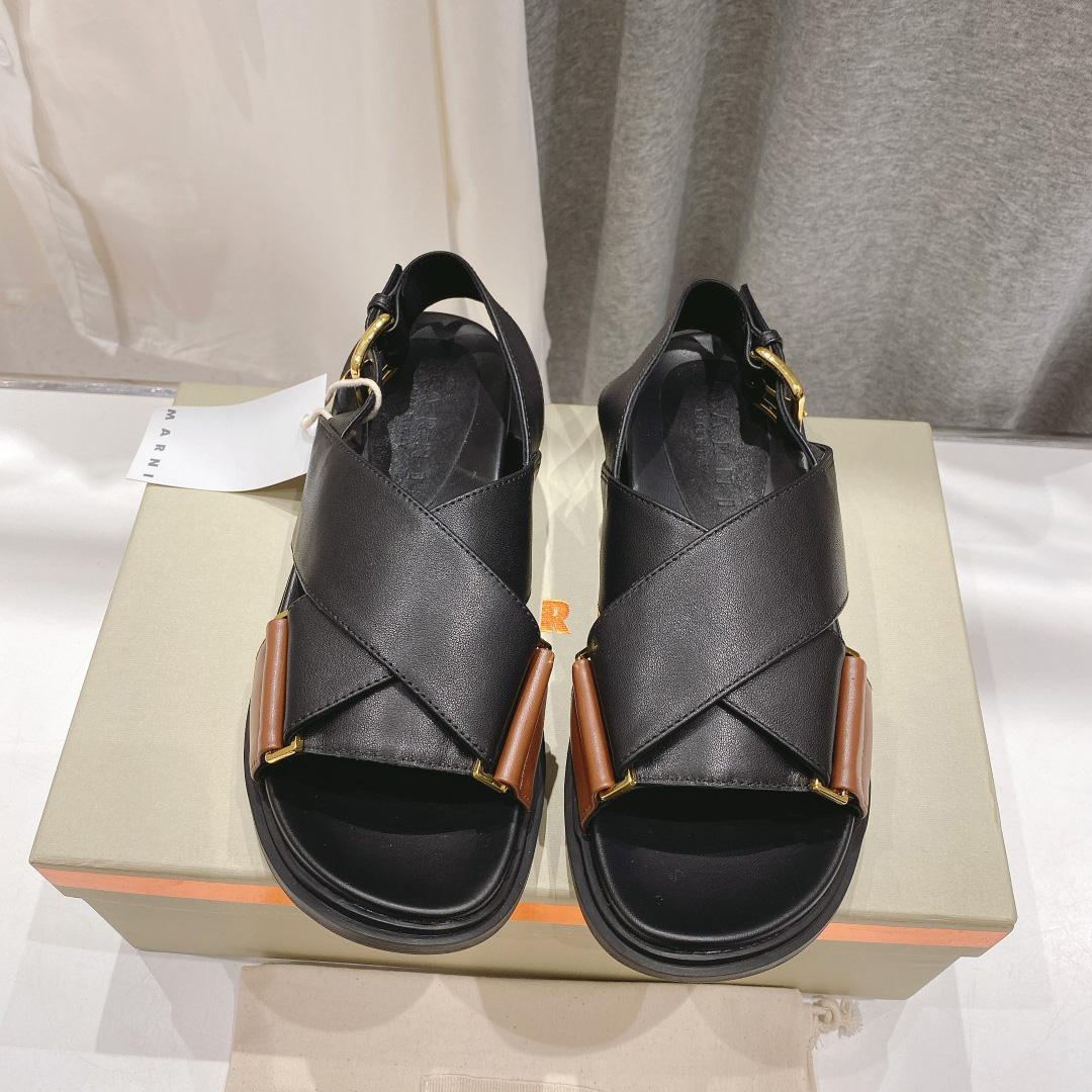 Marni Black And Brown Leather Fussbett - DopestKickz