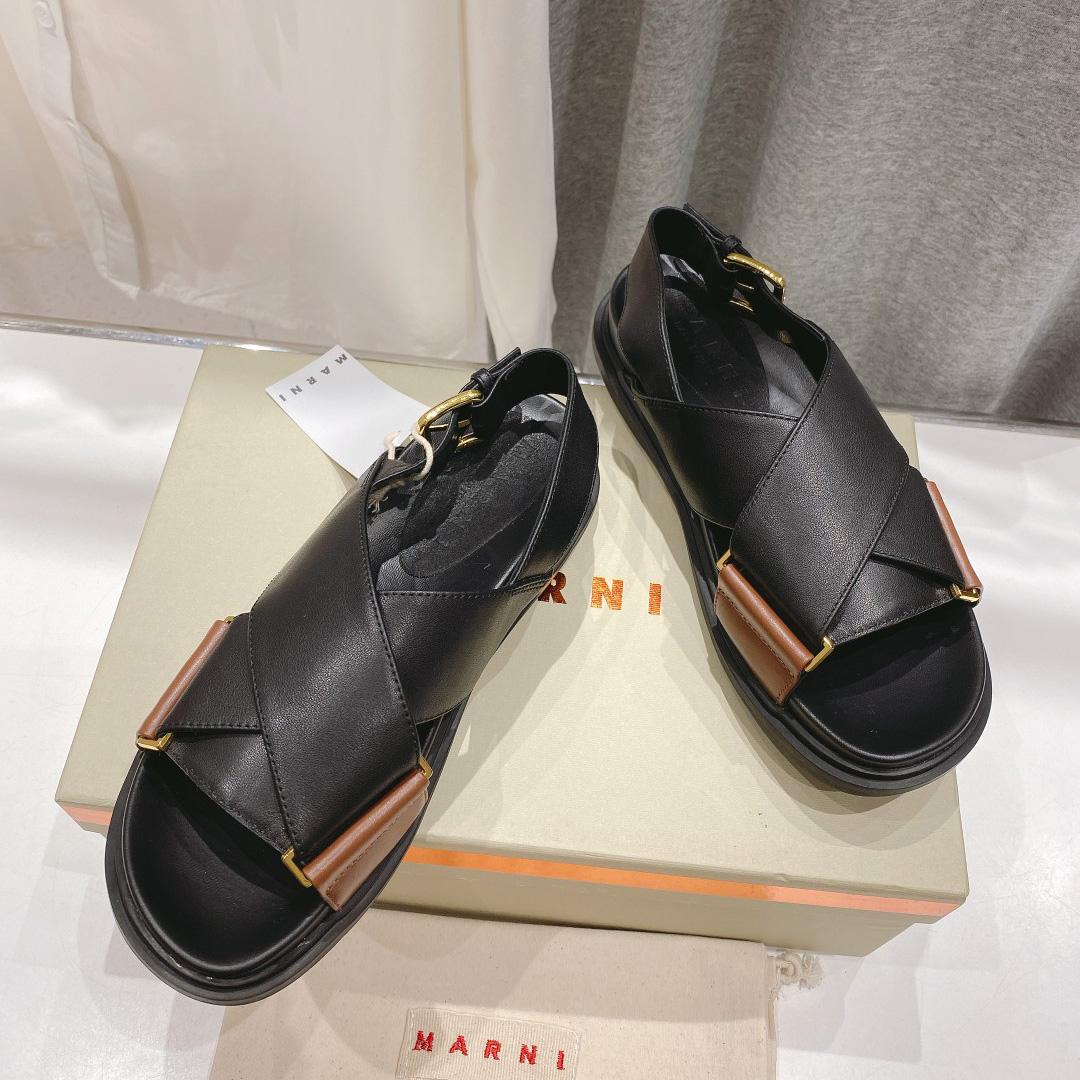 Marni Black And Brown Leather Fussbett - DopestKickz