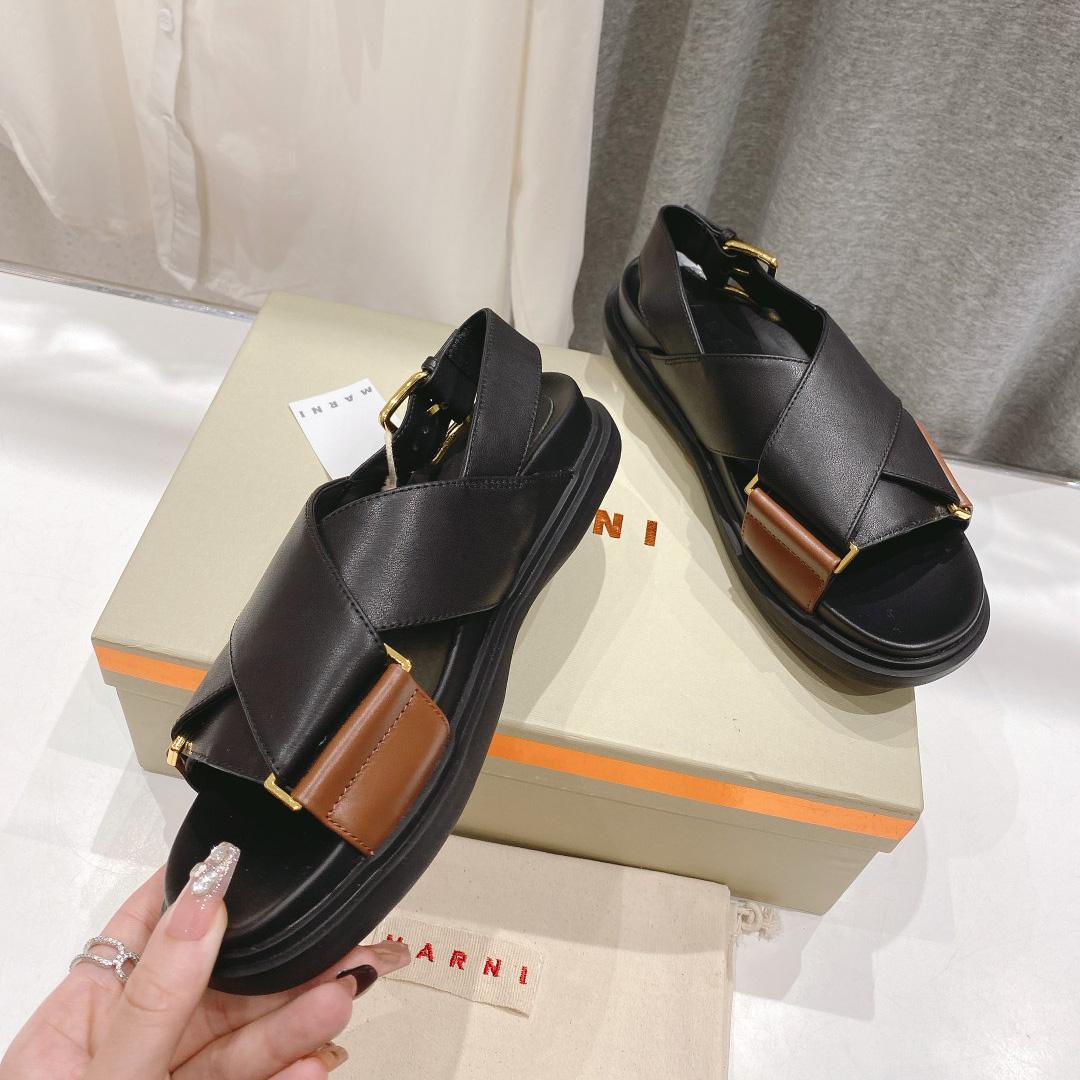 Marni Black And Brown Leather Fussbett - DopestKickz