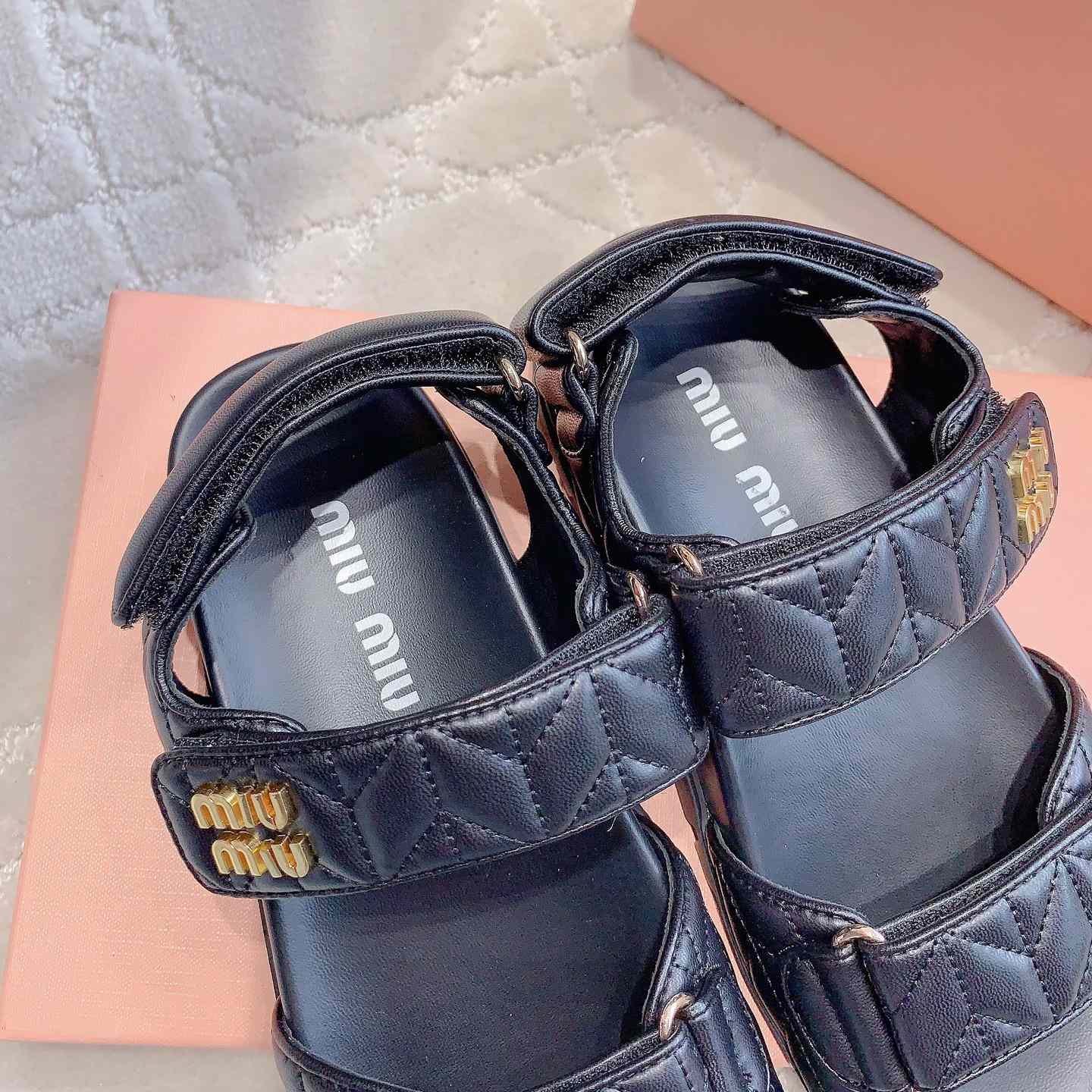 Miu Miu Sporty Matelassé Nappa Leather Sandals - DopestKickz