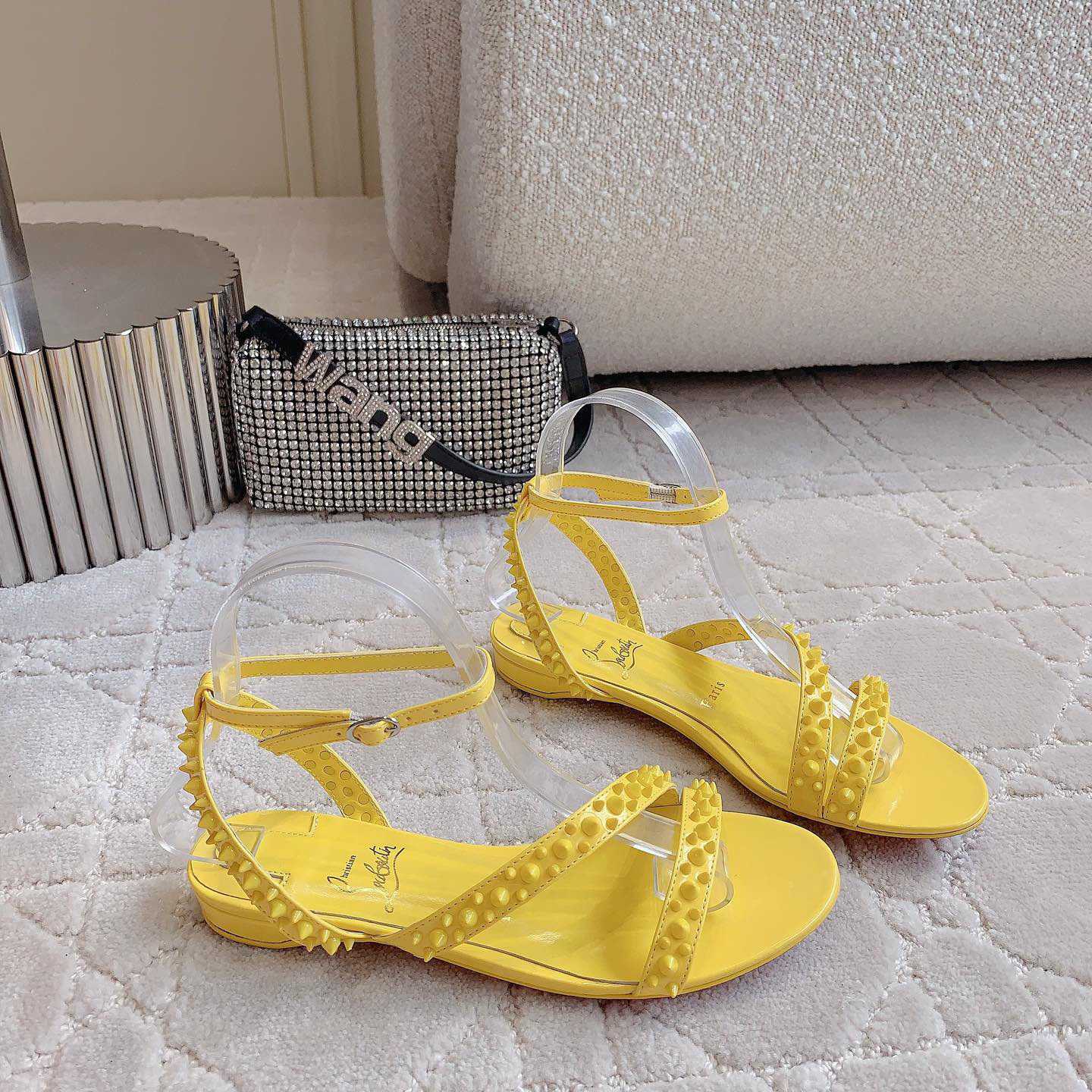 Christian Louboutin Mafaldina Spikes Leather Sandals - DopestKickz