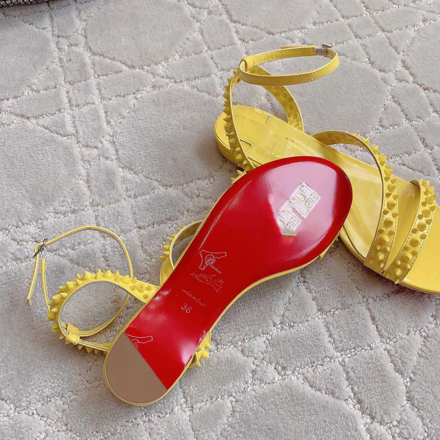 Christian Louboutin Mafaldina Spikes Leather Sandals - DopestKickz