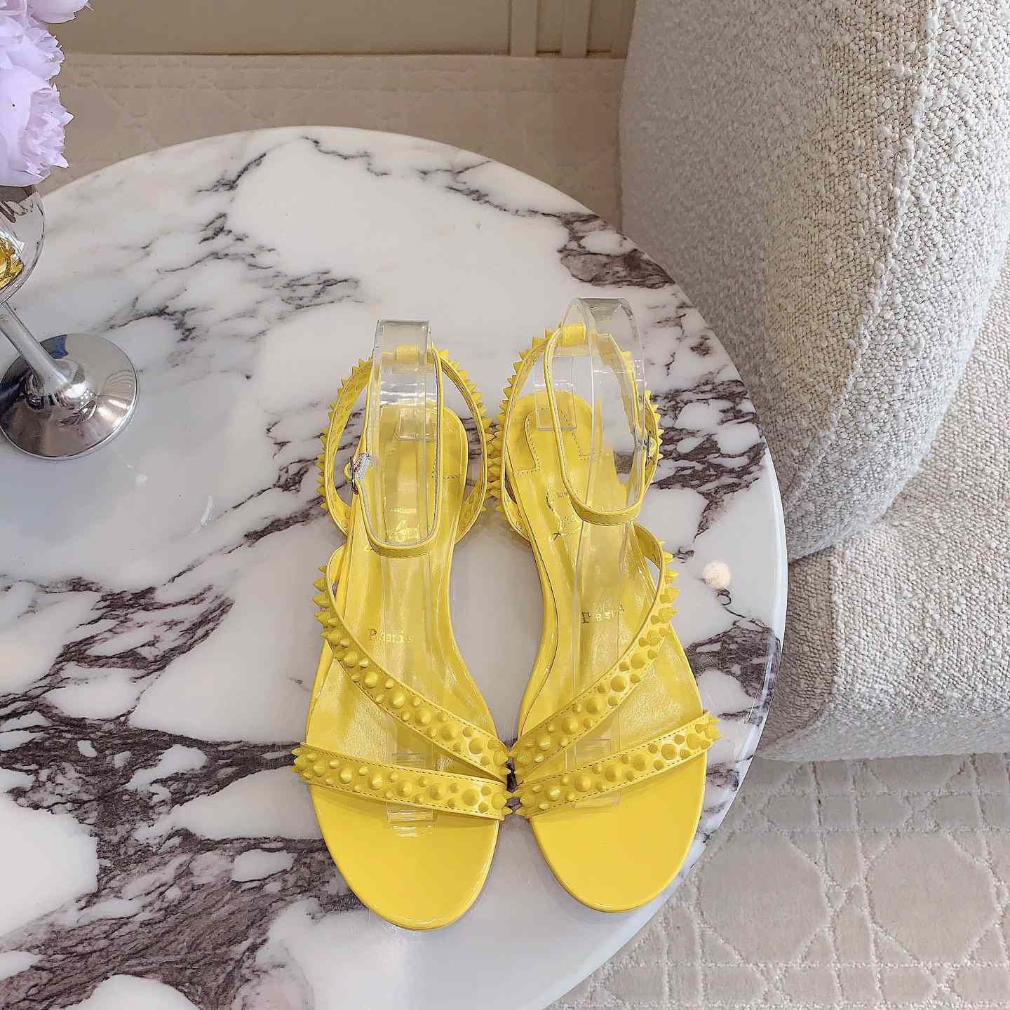 Christian Louboutin Mafaldina Spikes Leather Sandals - DopestKickz