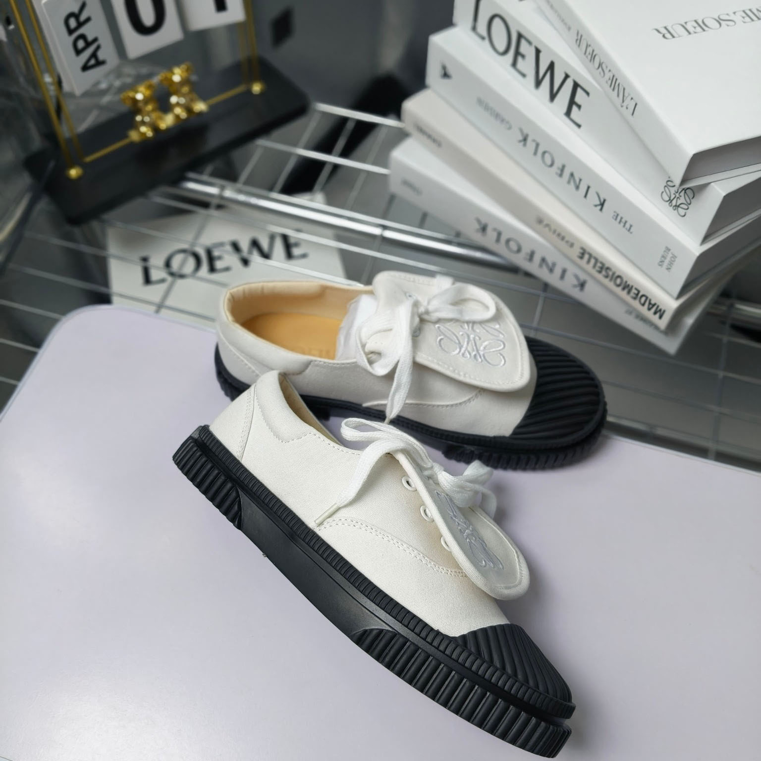 Loewe Anagram Embroidered Flap Low-Top Sneakers - DopestKickz