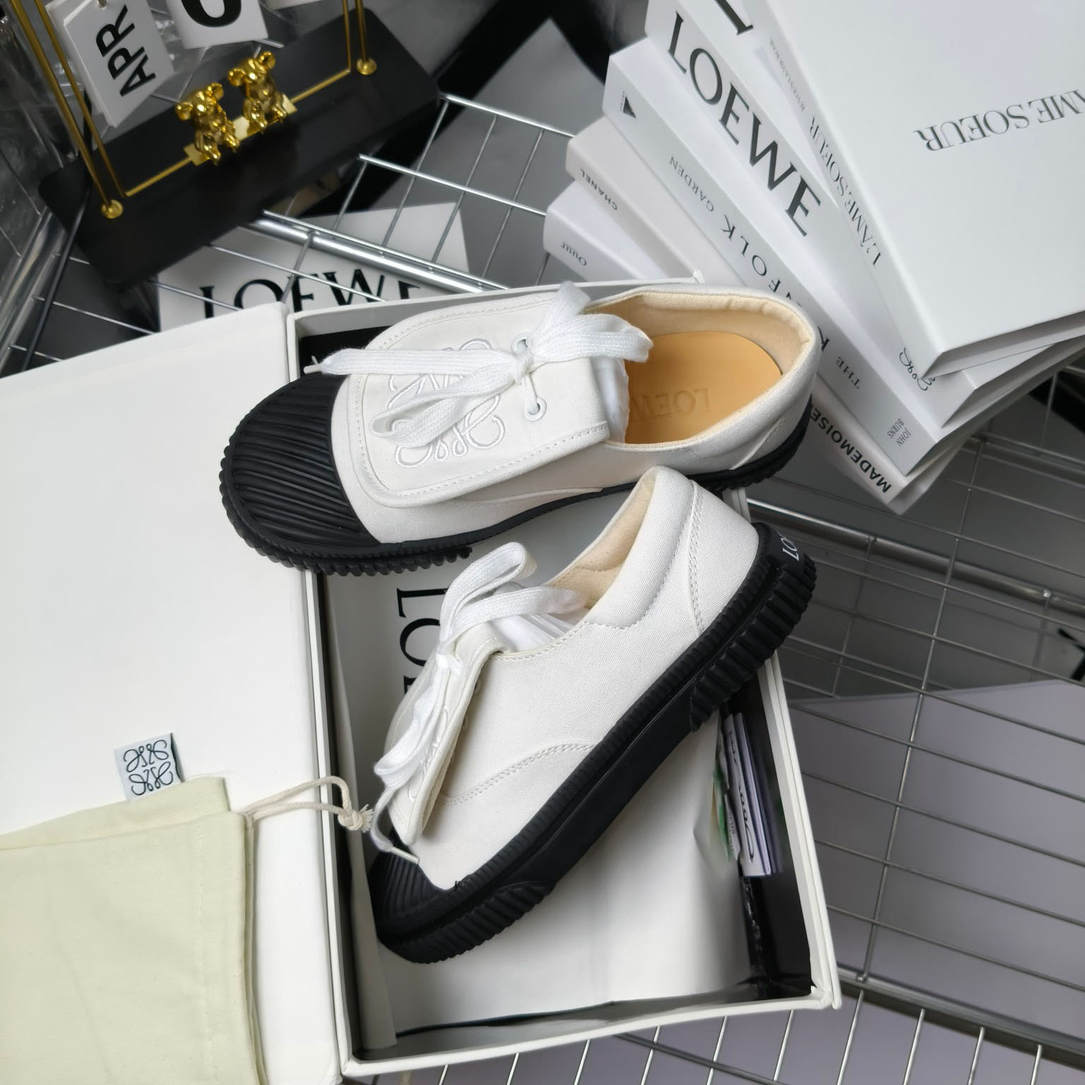 Loewe Anagram Embroidered Flap Low-Top Sneakers - DopestKickz