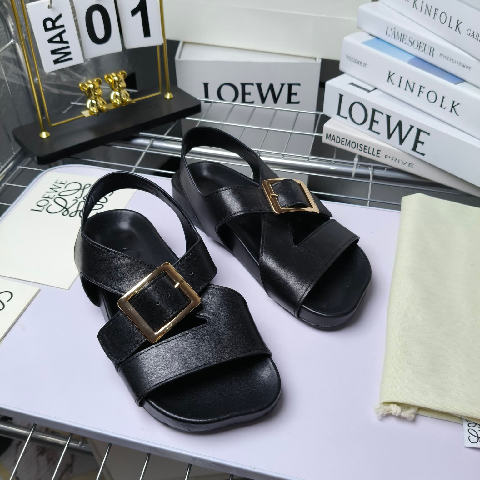 Loewe Ease Buckle Sandal In Vegetal Calfskin - DopestKickz
