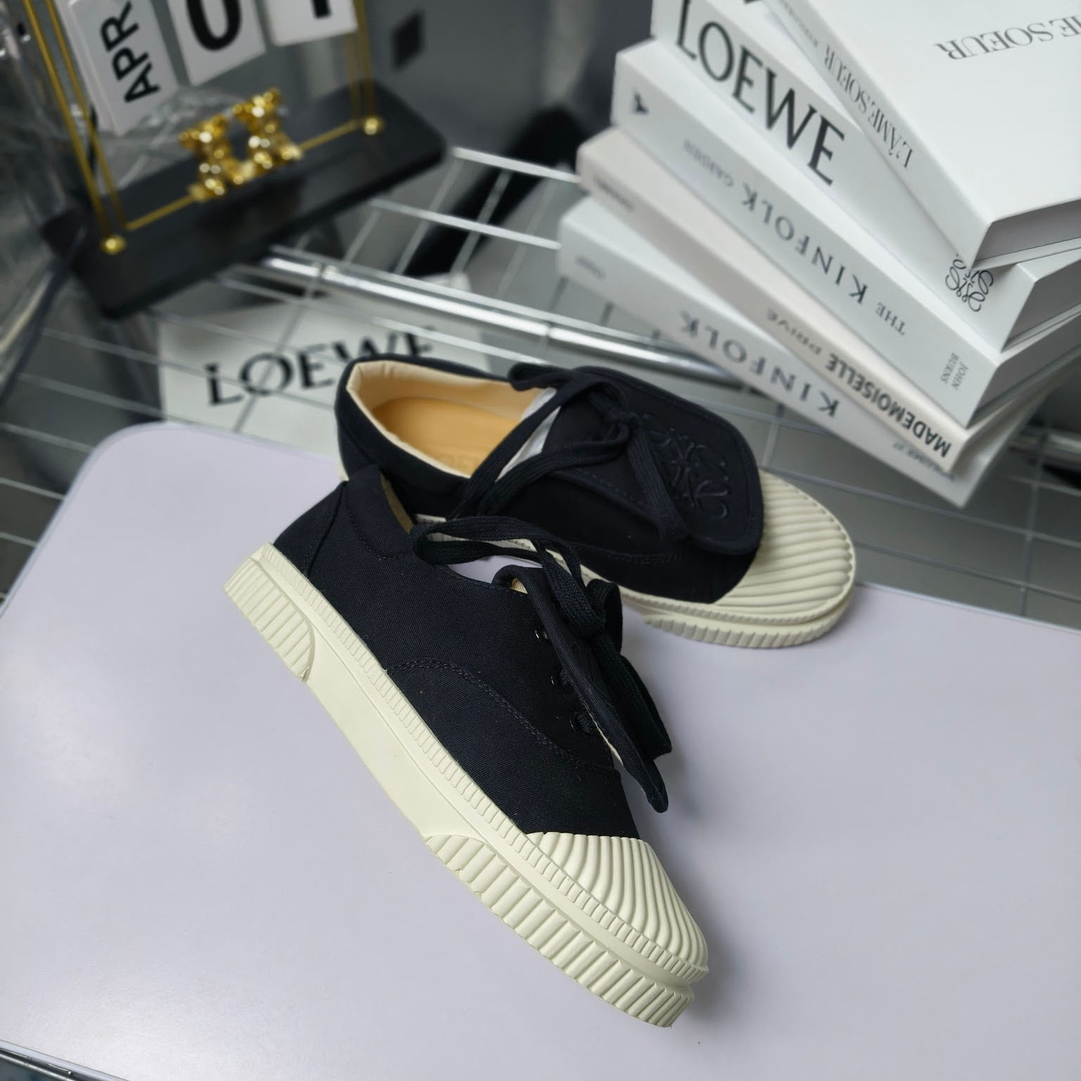 Loewe Anagram Embroidered Flap Low-Top Sneakers - DopestKickz