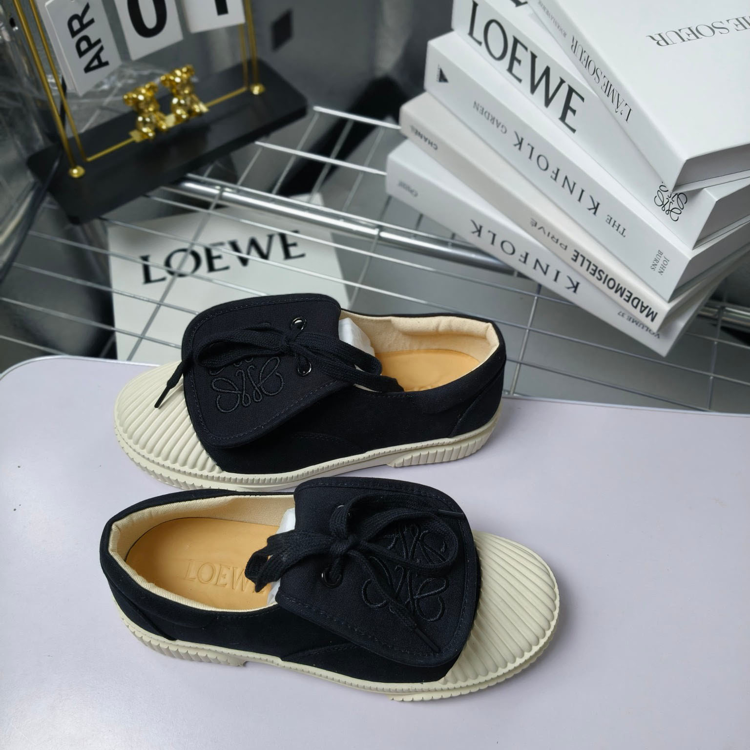 Loewe Anagram Embroidered Flap Low-Top Sneakers - DopestKickz