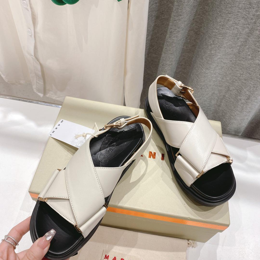 Marni White Leather Fussbett - DopestKickz